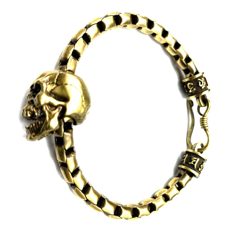 Lucky Mantra Brass Vintage Skull Bracelet