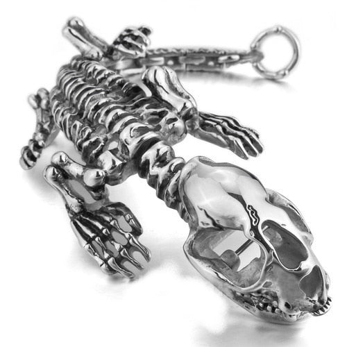 Stainless Steel Silver Skull Saber-toothed Tiger Bracelet Cuff