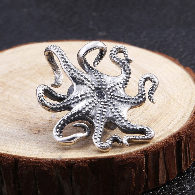 925 Sterling Silver Octopus Skull Pendant