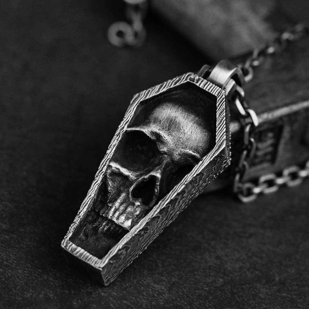 Unique Skull Coffin Gothic Pendant Necklace
