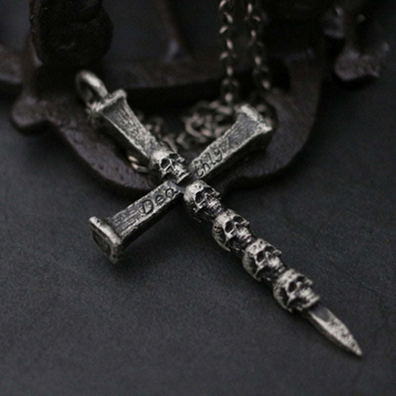 316L Stainless Steel Death Cross Skull Pendant Necklaces. Badass skull pendant. Badass biker skull pendant. Badass skull jewelry. badass biker jewelry. badass skull accessories.