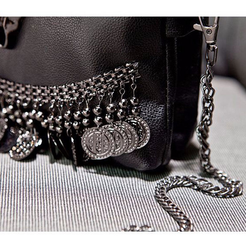 Women Tassel Skull Chain Handbag
