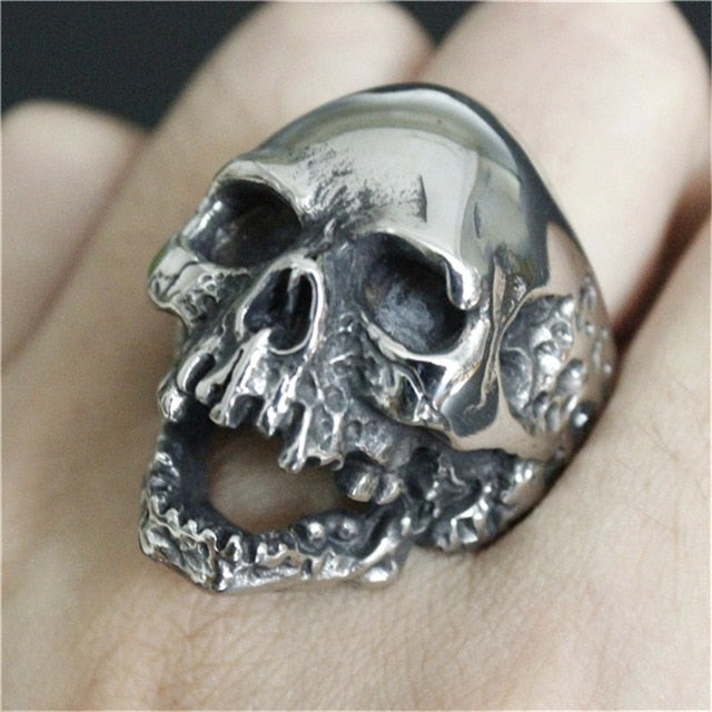 Black Silver Huge Death Skull Ring