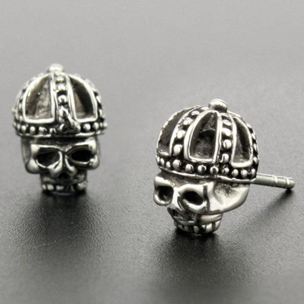 Stainless Steel Crown Skull Stud Earrings
