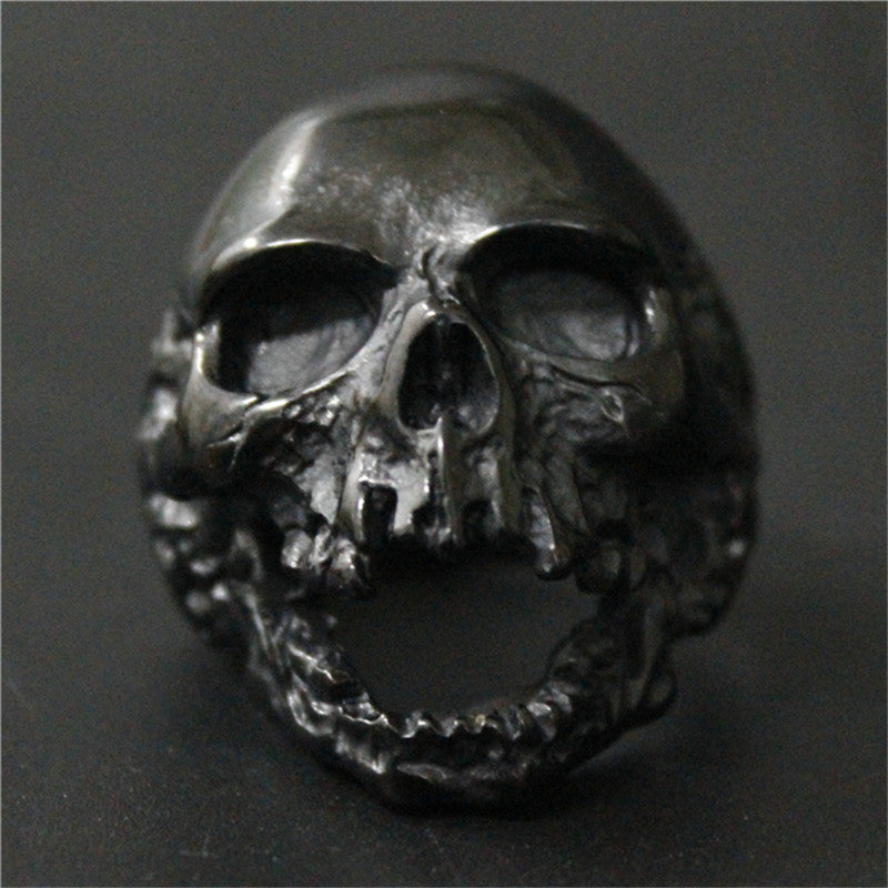 Black Silver Huge Death Skull Ring