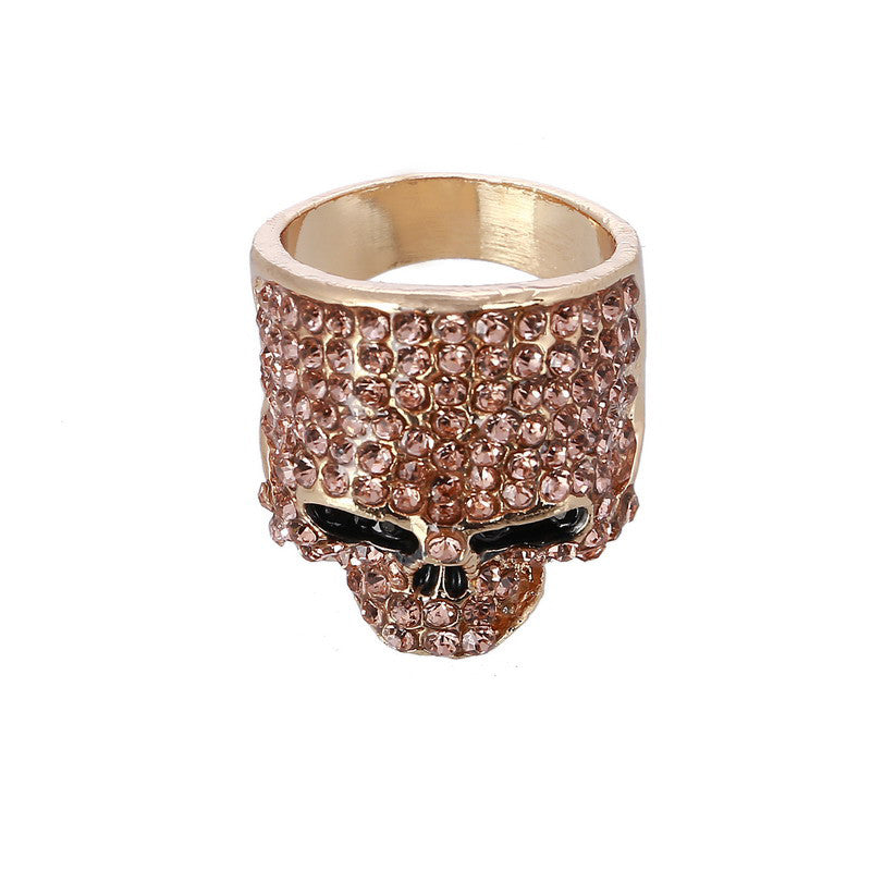 Rock Punk Gold Silver Black Crystal Skull Ring