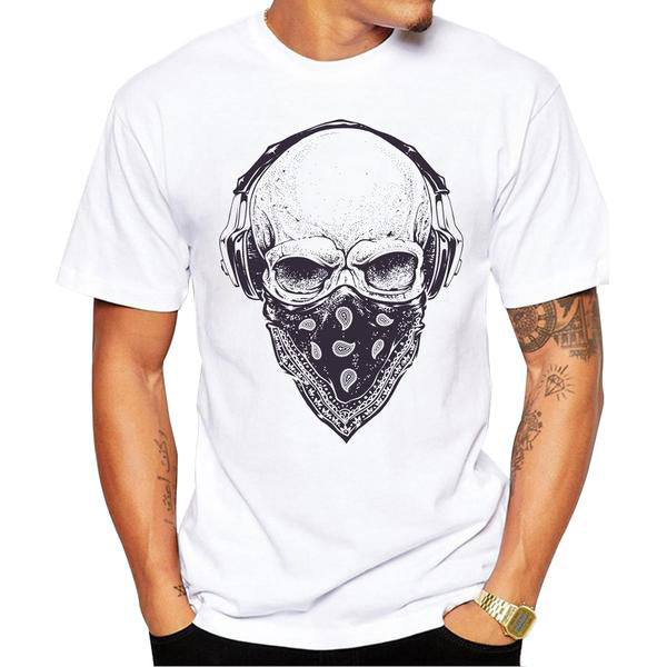 Coolest Sound Off White Biker Skull T-Shirt