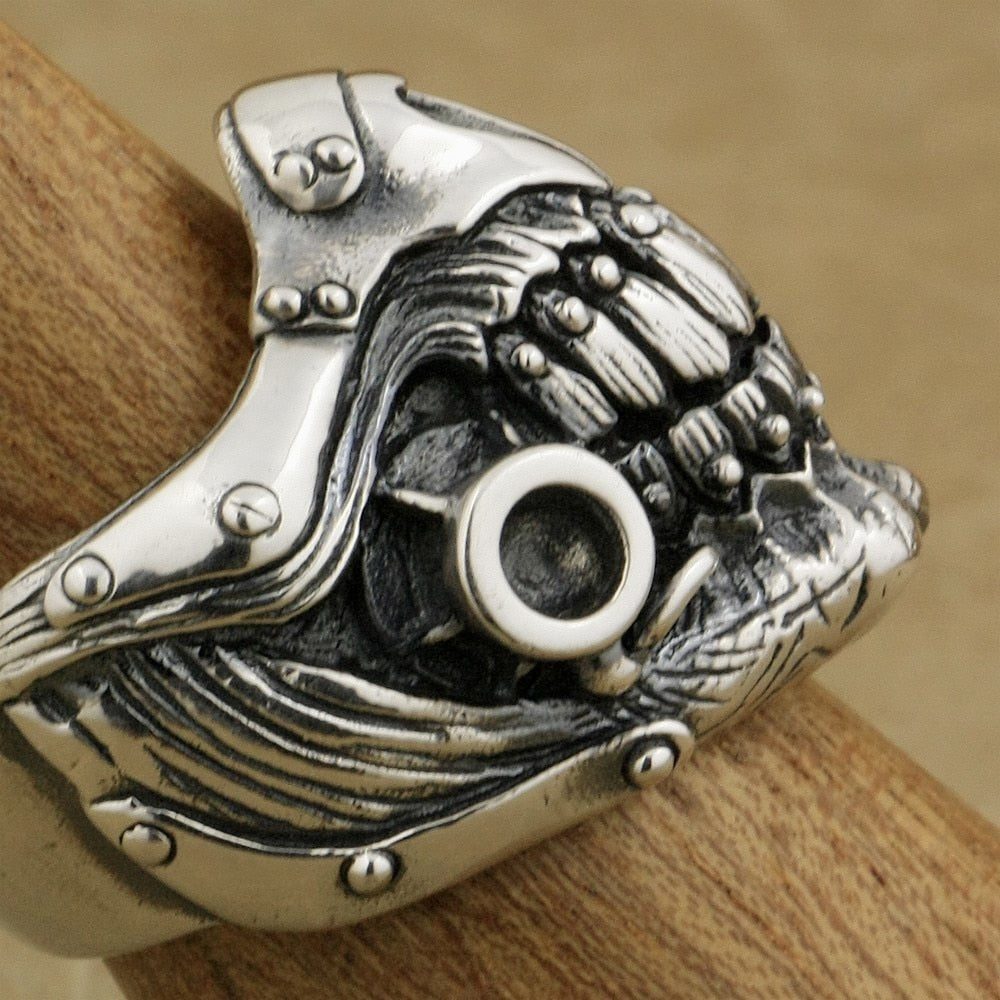 Immortan Joe Skull Ring 925 Sterling Silver Men Biker Punk Style. Badass skull ring. Badass biker skull ring. badass skull jewelry. Badass skull accessories.