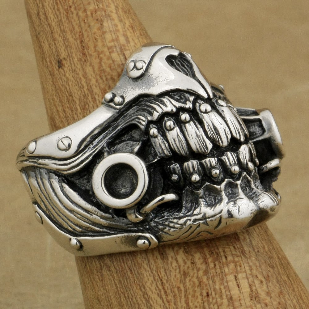 Immortan Joe Skull Ring 925 Sterling Silver Men Biker Punk Style. Badass skull ring. Badass biker skull ring. badass skull jewelry. Badass skull accessories.