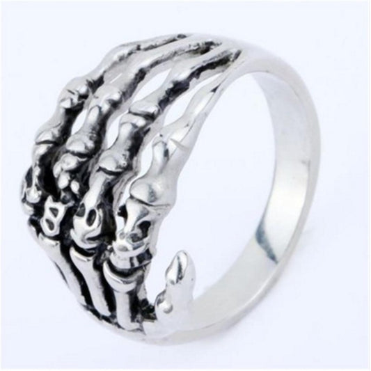 Silver Skull Fingers Ring