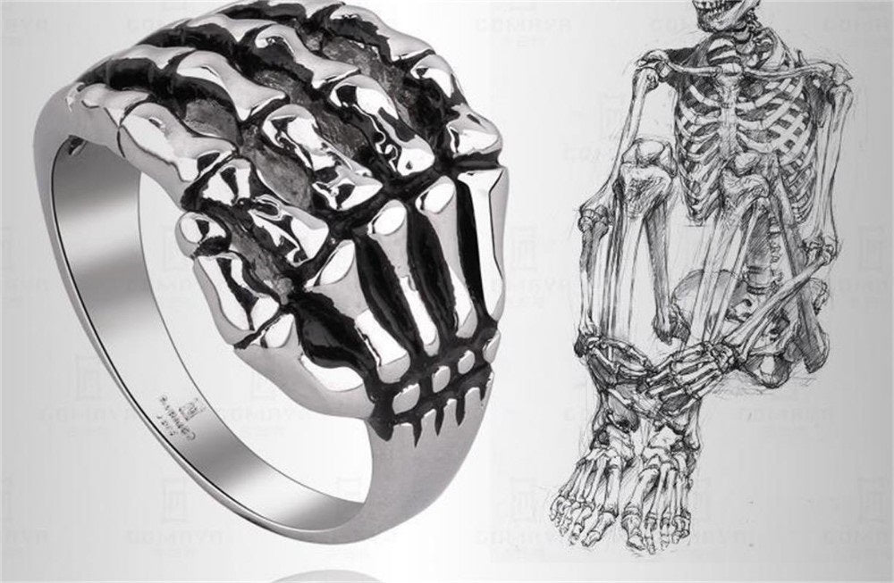 Silver Skull Fingers Ring