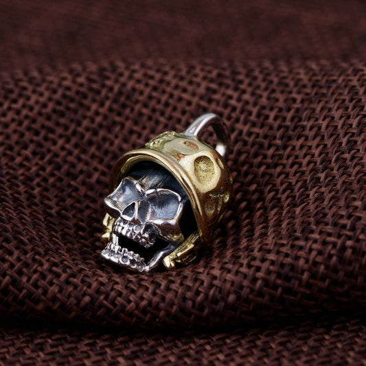 925 Sterling Silver Vintage Evil Skull Pendant
