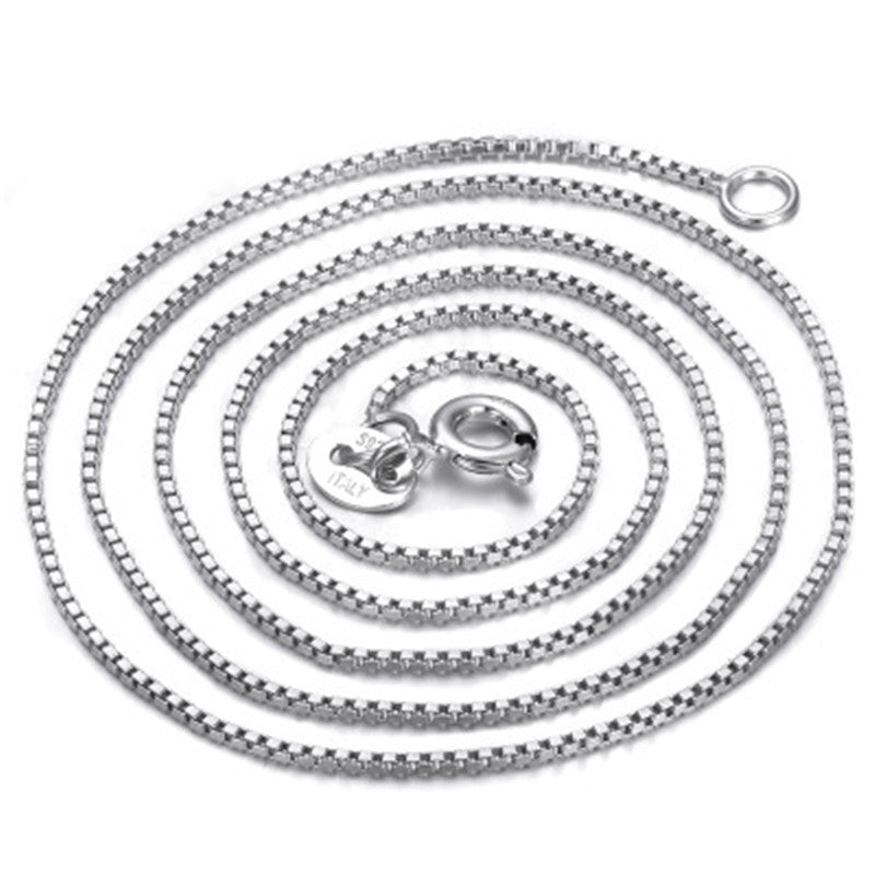Pure 925 Sterling Silver Box Chain Necklace