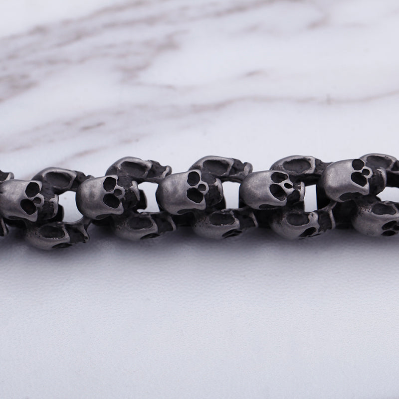 Stainless Steel Skull Necklace and Bracelet Set For Men