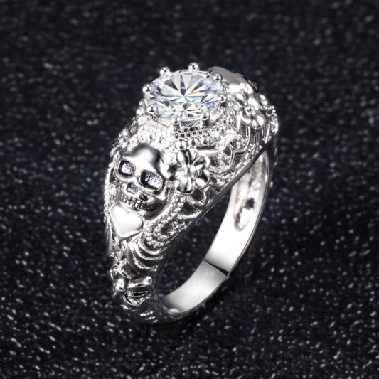 Biker Chick Skull CZ Ring