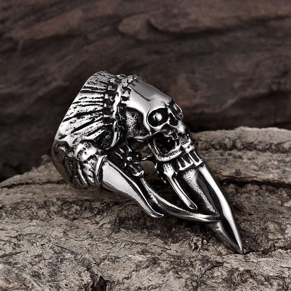 Indian chief deals skull ring