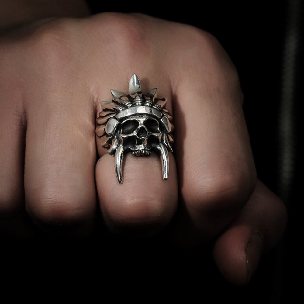 Stainless Steel African Tribal Chief Skull Rings