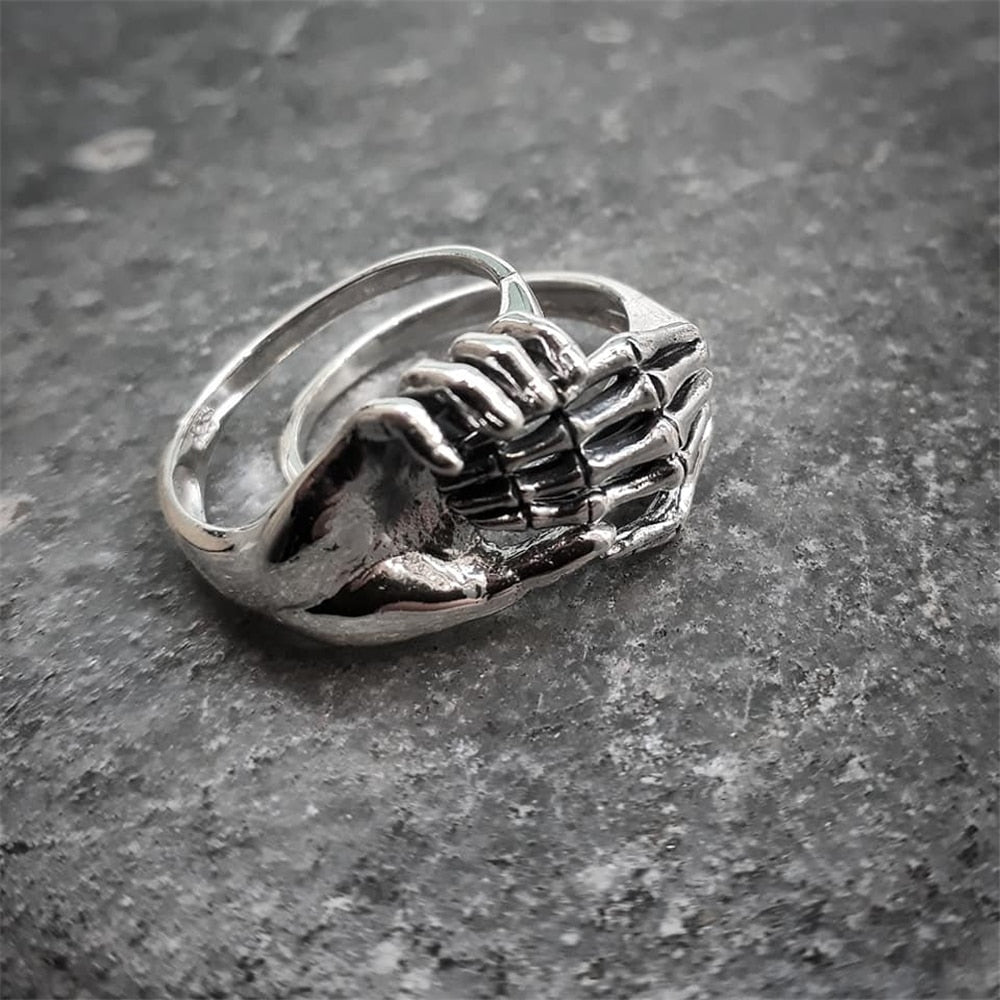 2 in 1 Unique Friendship Skeleton Puzzle Rings. Skull ring for him. Badass gifts for badass. Badass birthday gifts. Badass Christmas gifts for badasses. Badass biker skull ring. Badass Biker skull jewelry. Badass skull jewelry. Badass skull accessories. Valentine gifts for him. Anniversary gift for him. Anniversary gift for my badass husband. Badass Birthday gift for my badass boyfriend. Badass Birthday gift for my badass husband.