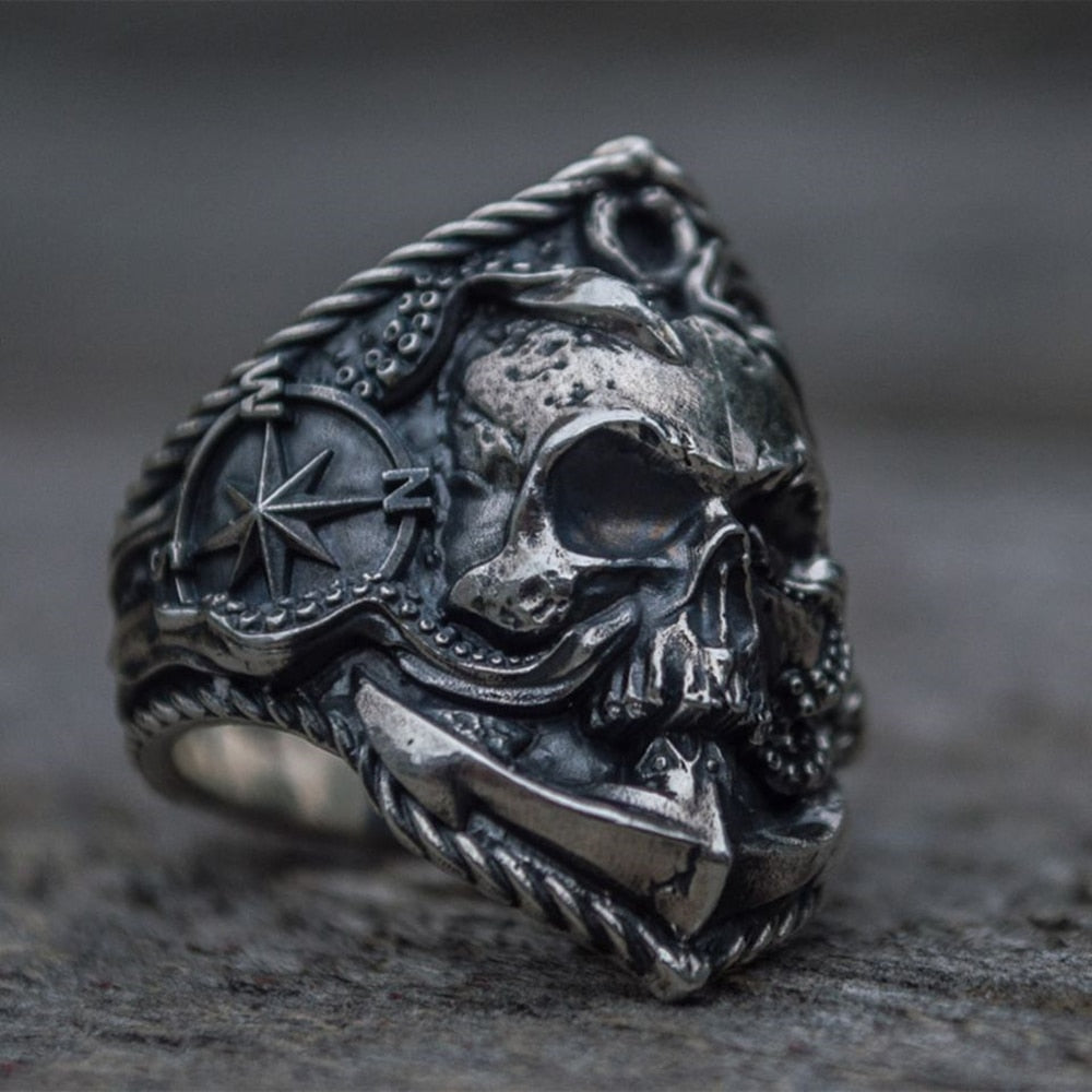 Stainless Steel Anchor Octopus Skull Biker Rings. Badass bracelet for men. Cool gift for cool man. Badass gift for bikers. Badass jewelry. Badass biker skull jewelry. Badass skulll accessories. Badass gift for badass. Badass skull accessories. Badass skull jewelry. Christmas gift for badass. Christmas gift for bikers. Christmas gifts for tattoo artists.