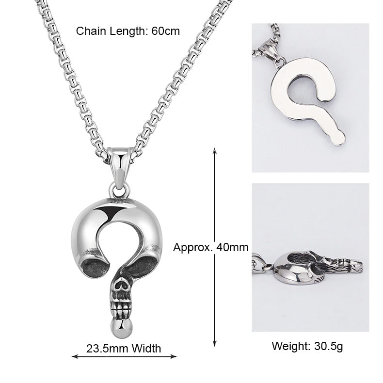 Dropshipping Antique Silver Color 18x8mm Question Mark Pendant Necklace For  Women