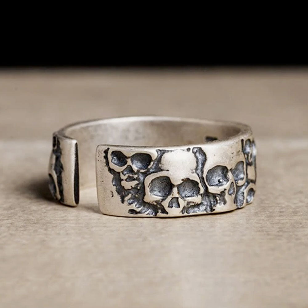 Vintage Adjustable 925 Sterling Silver Skull Rings