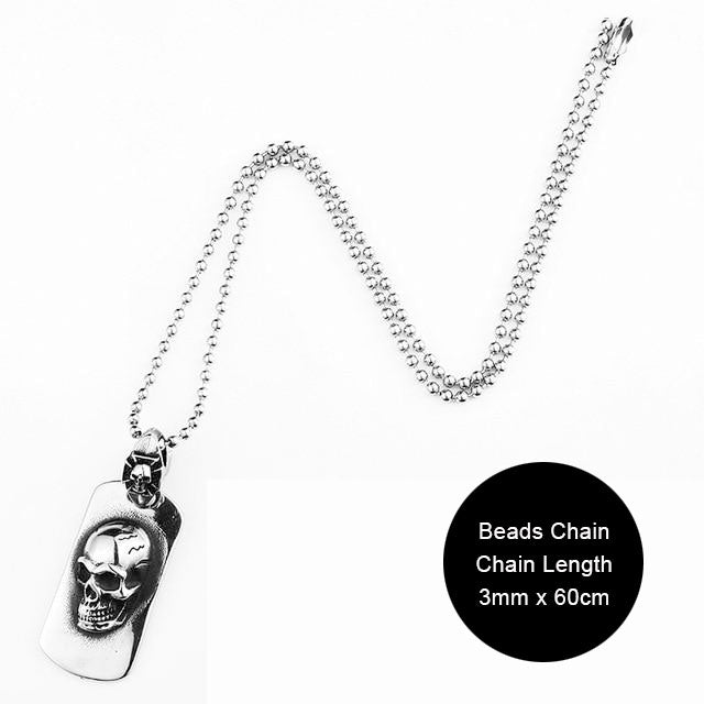 316L Stainless Steel Skull Dog Tag