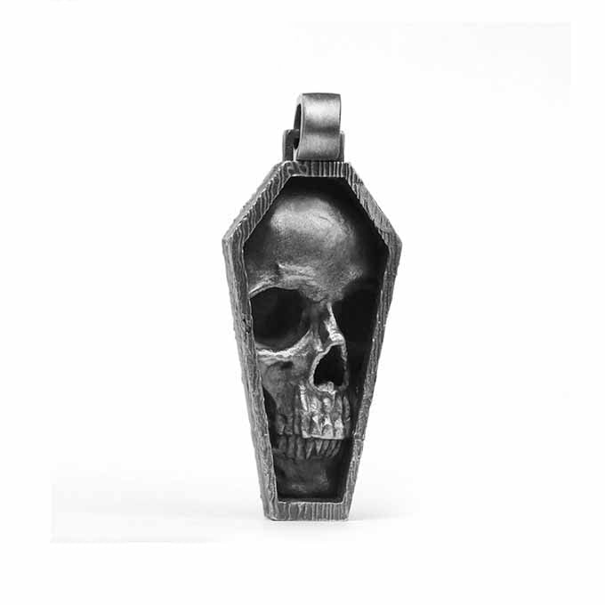 Unique Skull Coffin Gothic Pendant Necklace