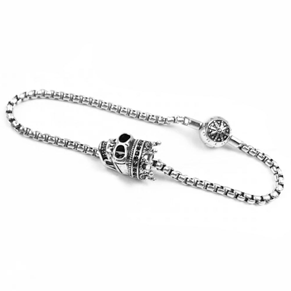 Beads Chain Bracelet With Skull King Karma Charm