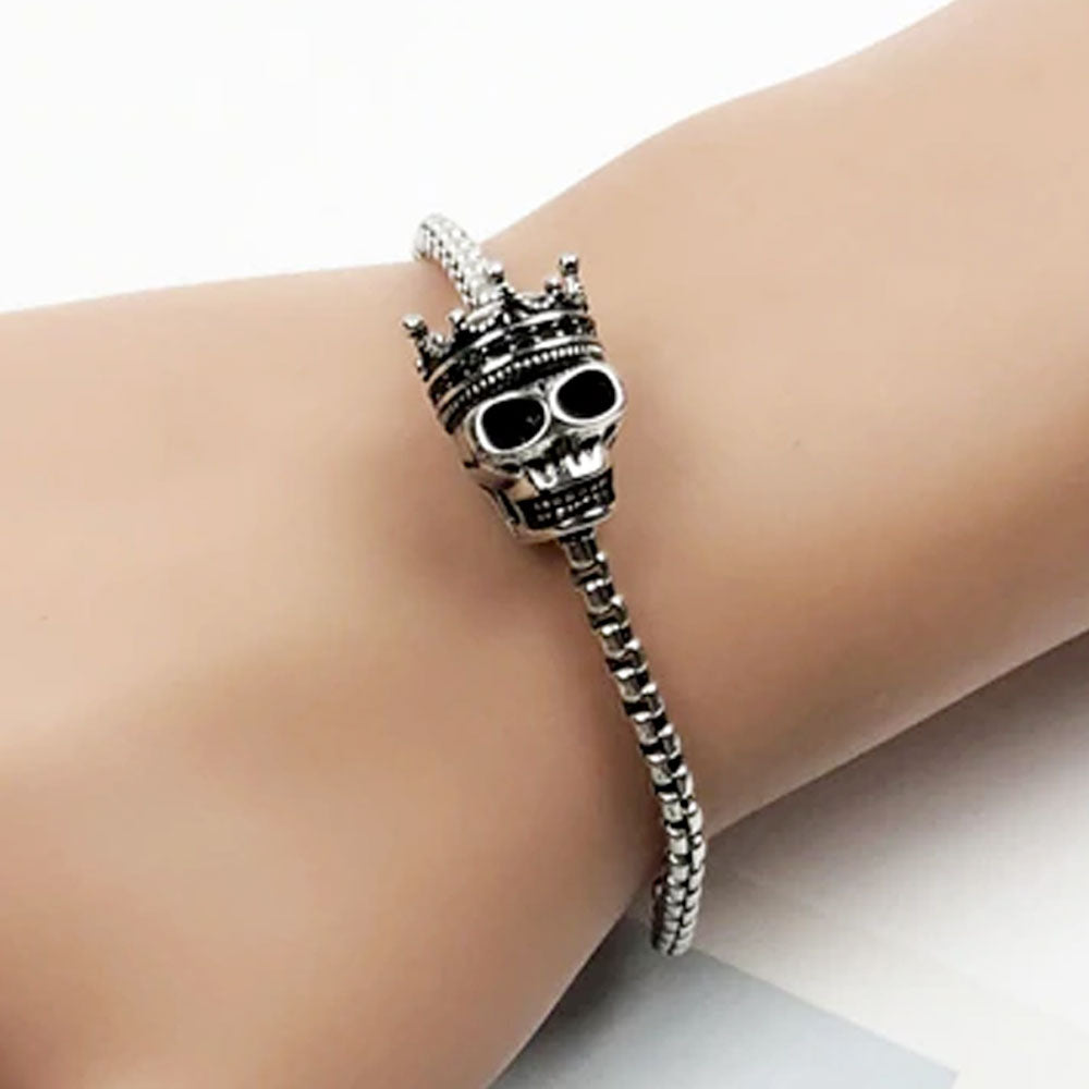 Beads Chain Bracelet With Skull King Karma Charm