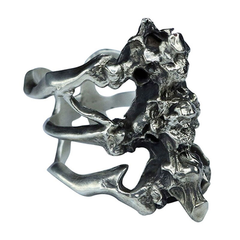 925 Sterling Silver Skull Spinal Bone Ring