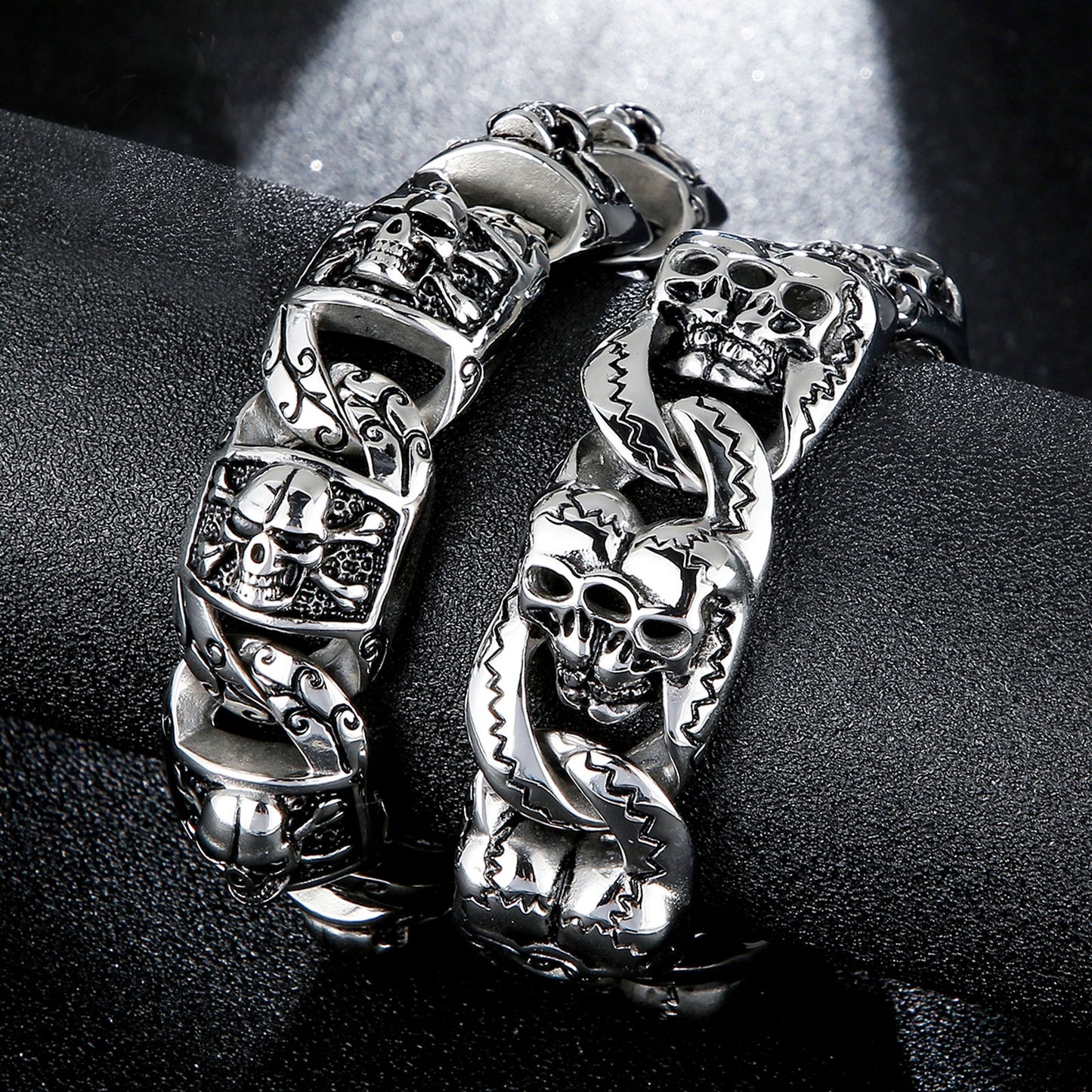 Unique Stainless Steel Gothic Men Skull Bracelets