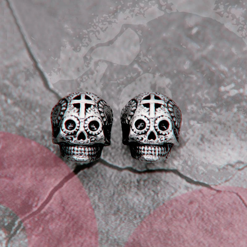 Men Cool Punk Stud Skull Earrings